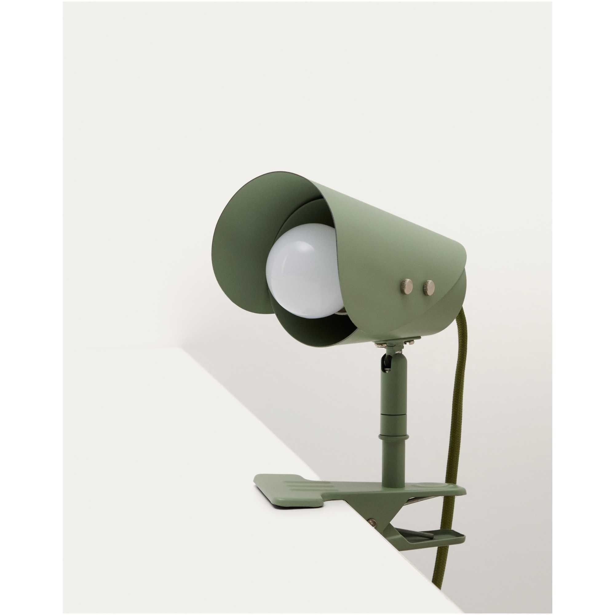 Kleine Lampe mit Klemme Jula aus grünem Metall