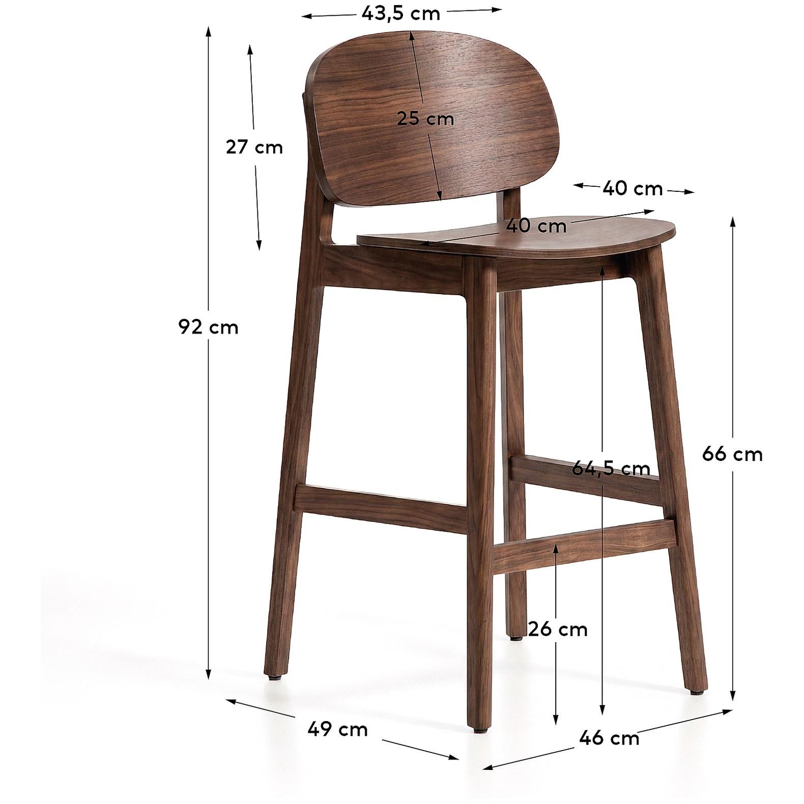 Barhocker Ludara aus Eichenfurnier mit Nussbaumfinish 65 cm