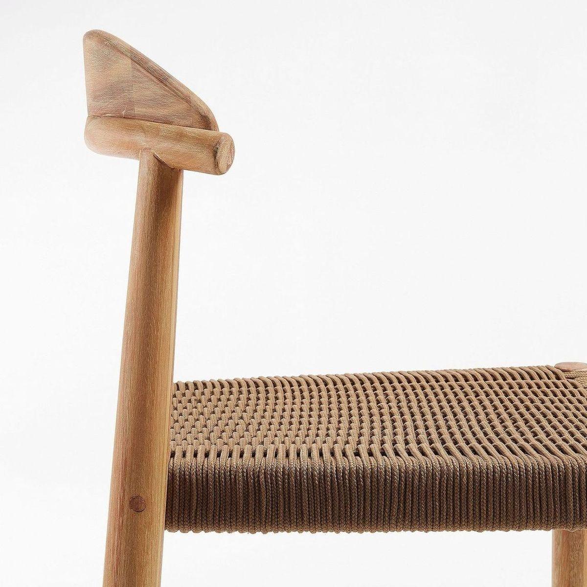 Barhocker aus Holz Nina Akazie Natur Seil beige Sitzhöhe 76cm