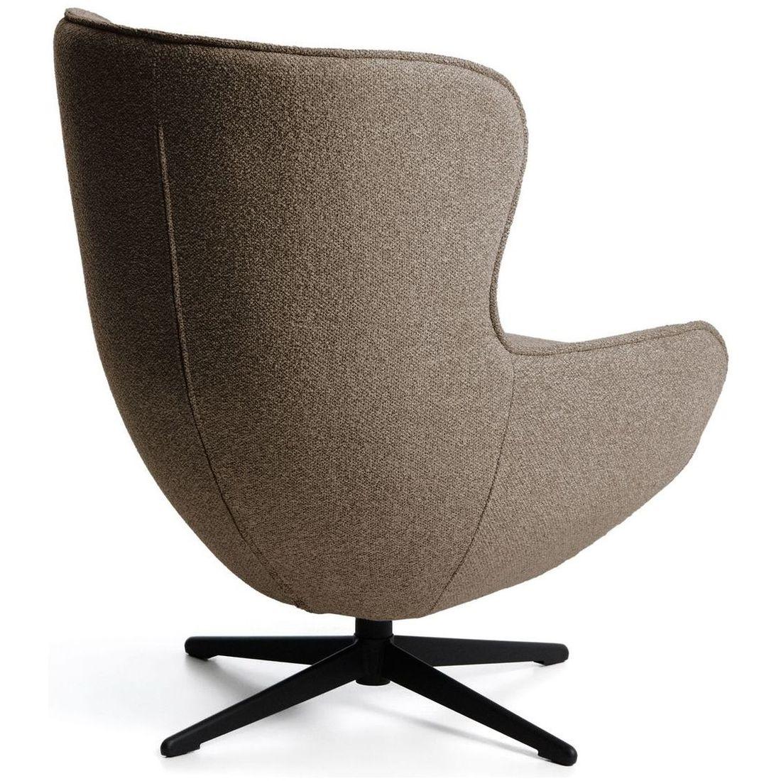 Drehsessel Sorile mit brauner Chenille und schwarz lackiertem Stahl FSC 100%