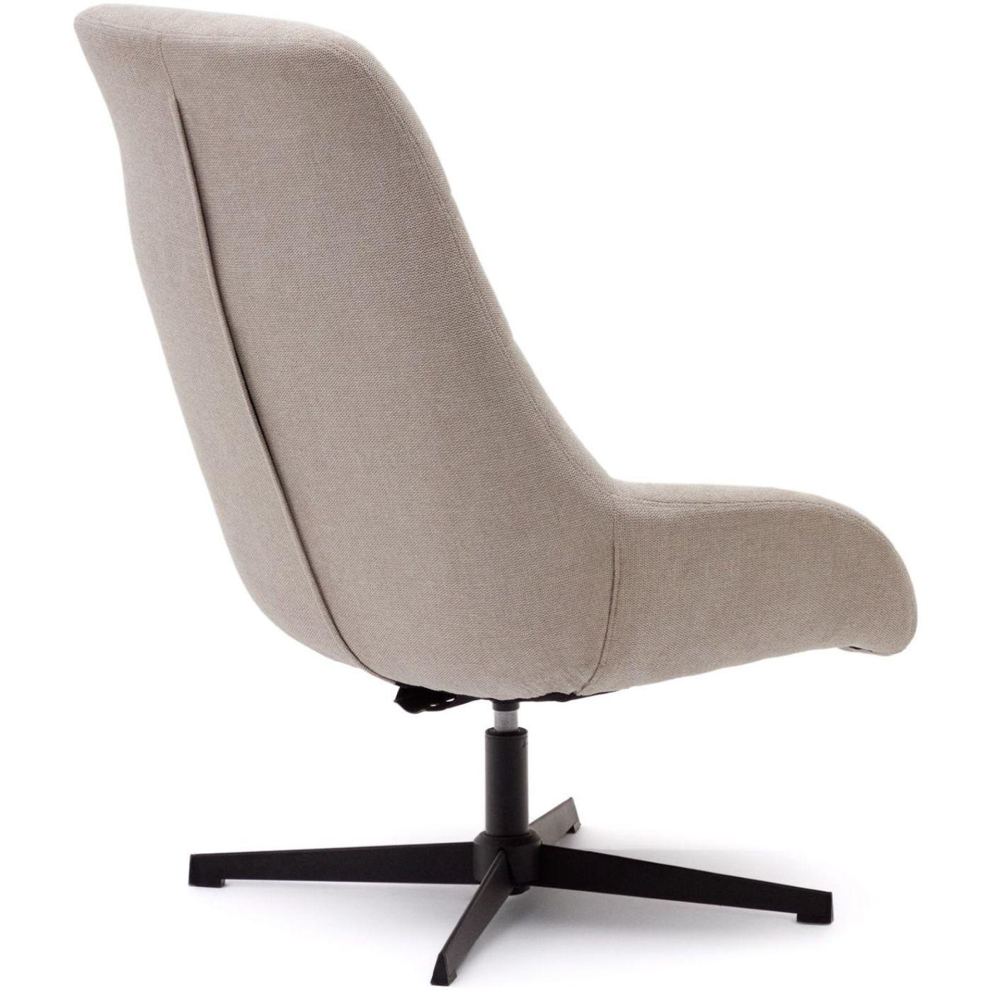 Relaxsessel drehbar Chenille Stoff beige Stahl schwarz