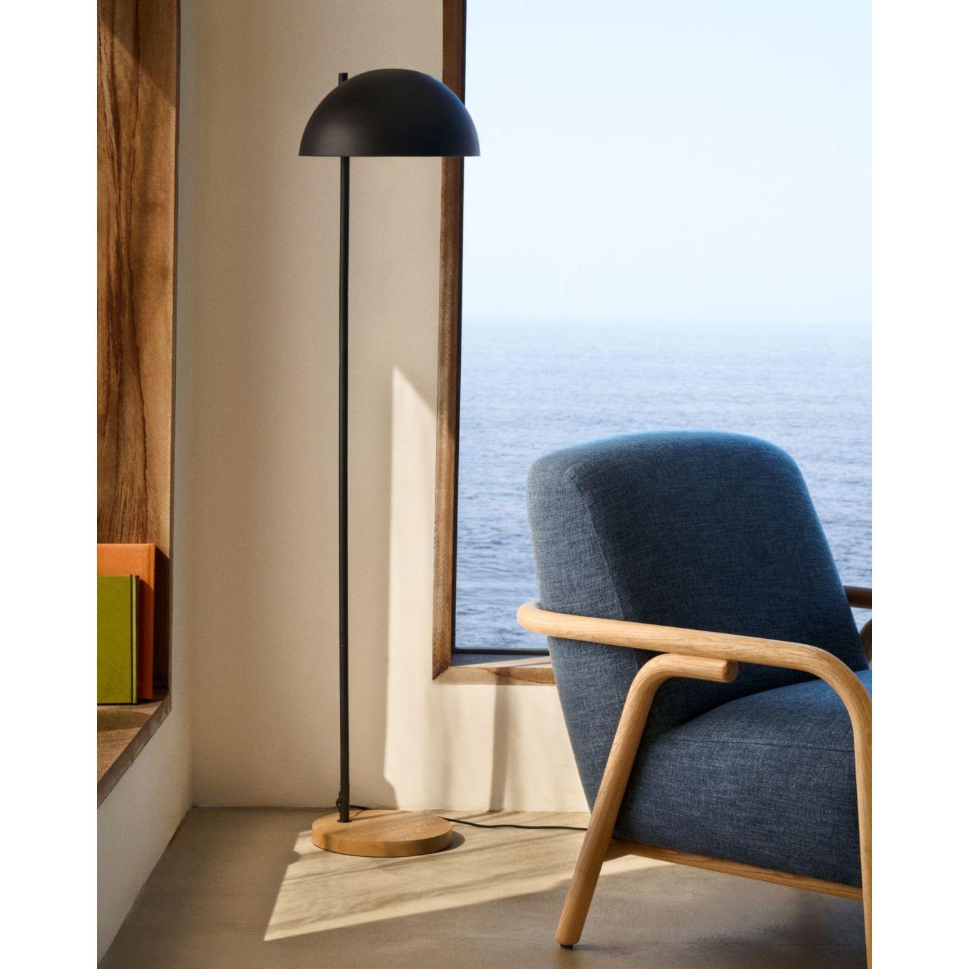 Catlar Stehlampe aus Eschenholz und Metall mit schwarzem Lackfinish