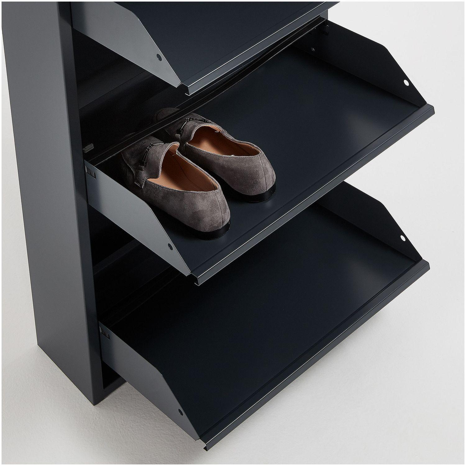 Schuhschrank mit 3 Klappen Metall dunkelgrau 50x103