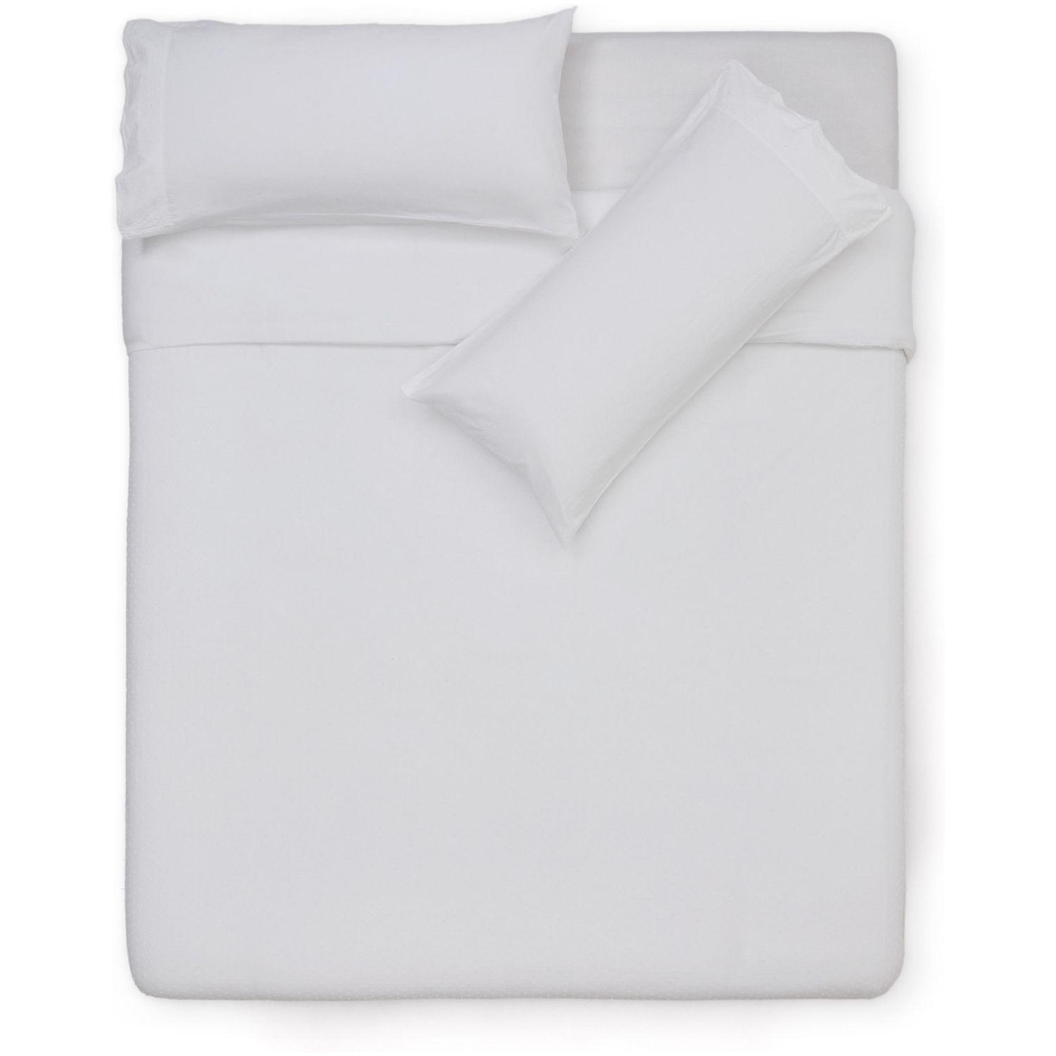Set Atenie Bezüge für Decke und Kopfkissen Baumwollperkal weiß Plumetti-Detail Bett 180 cm