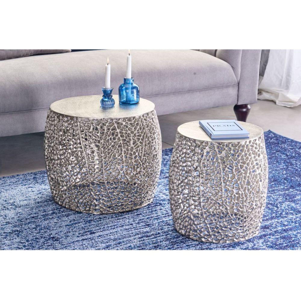 Beistelltisch Abstract Metall silber (2er-Set)