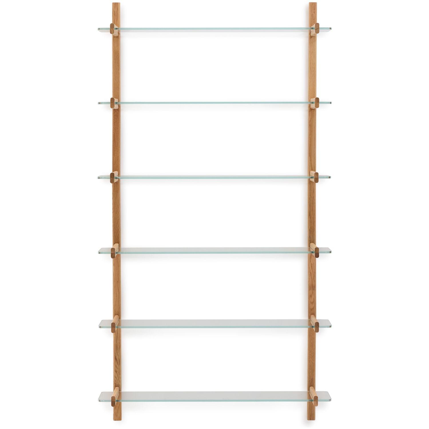 Wandregal 110 Modular Sitra Eichenholz massiv natur Glas 6er