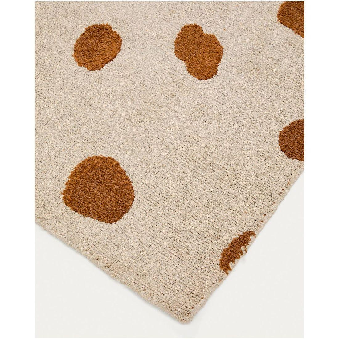 Beigefarbener Baumwollteppich Tandani mit Gepardendesign in Orange 90 x 150 cm