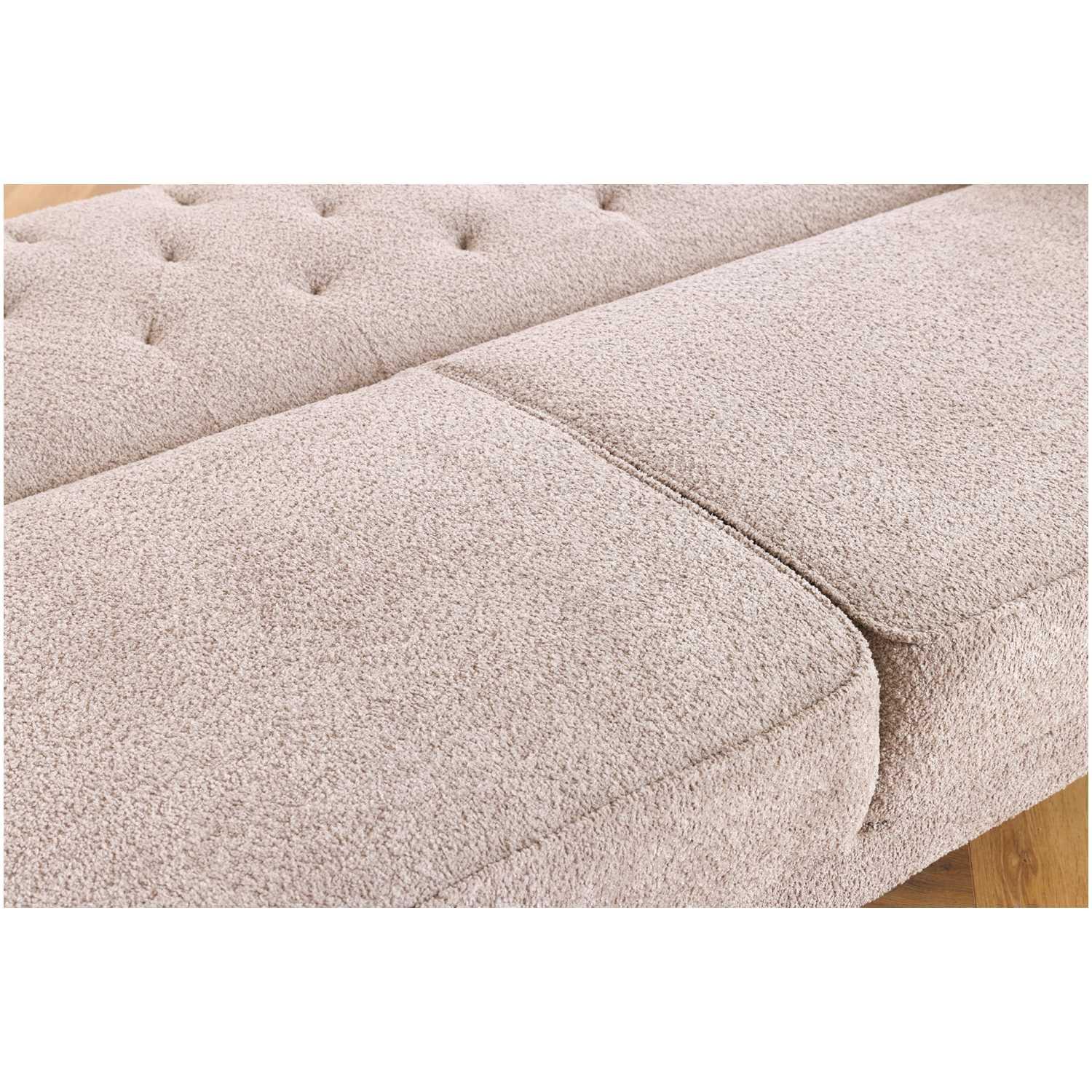 Bettsofa Chesterfield Landhaus Bouclé Stoff greige 220