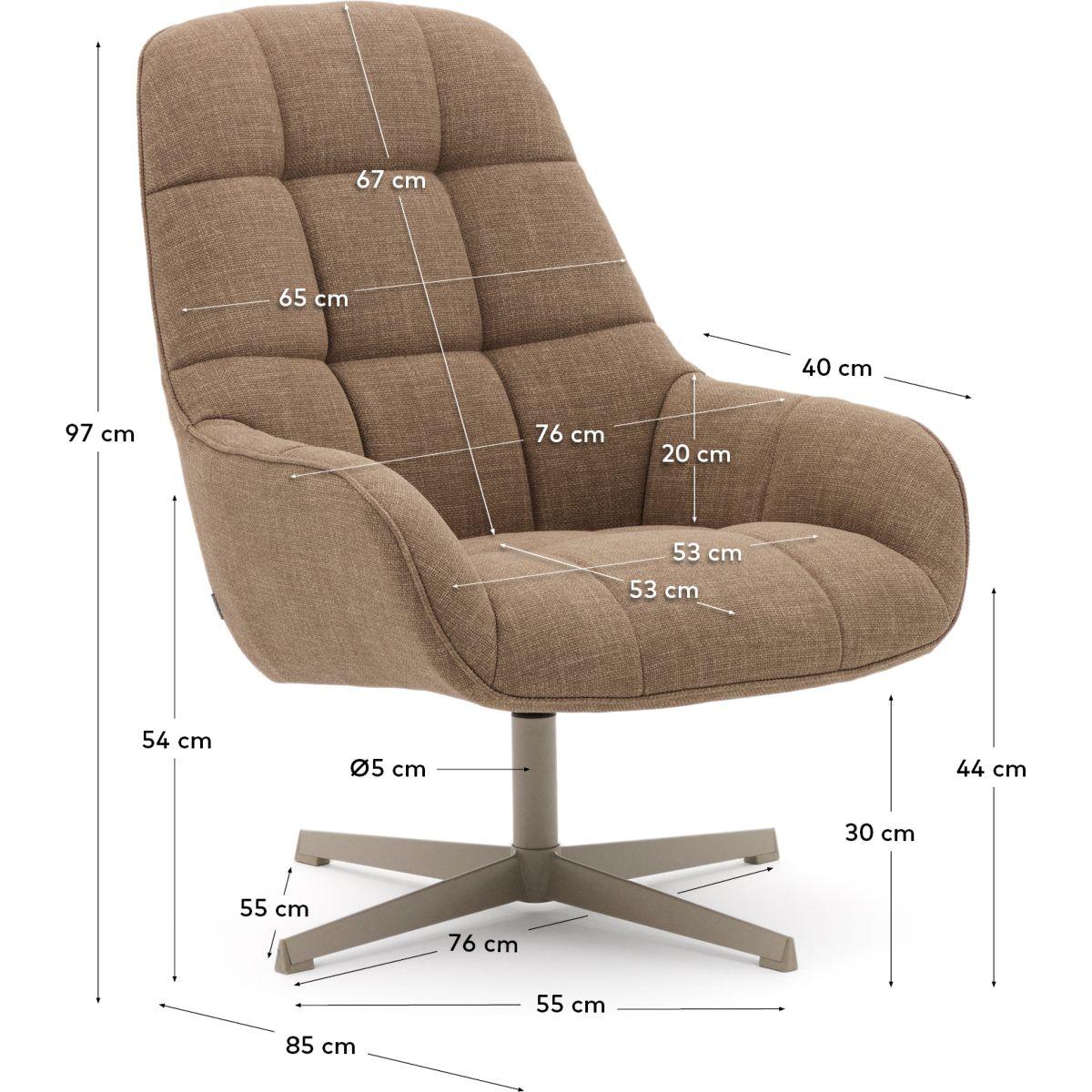 Drehsessel Jaspe hellbraun und Metall mit grauer Oberfläche FSC 100% (drehbar)