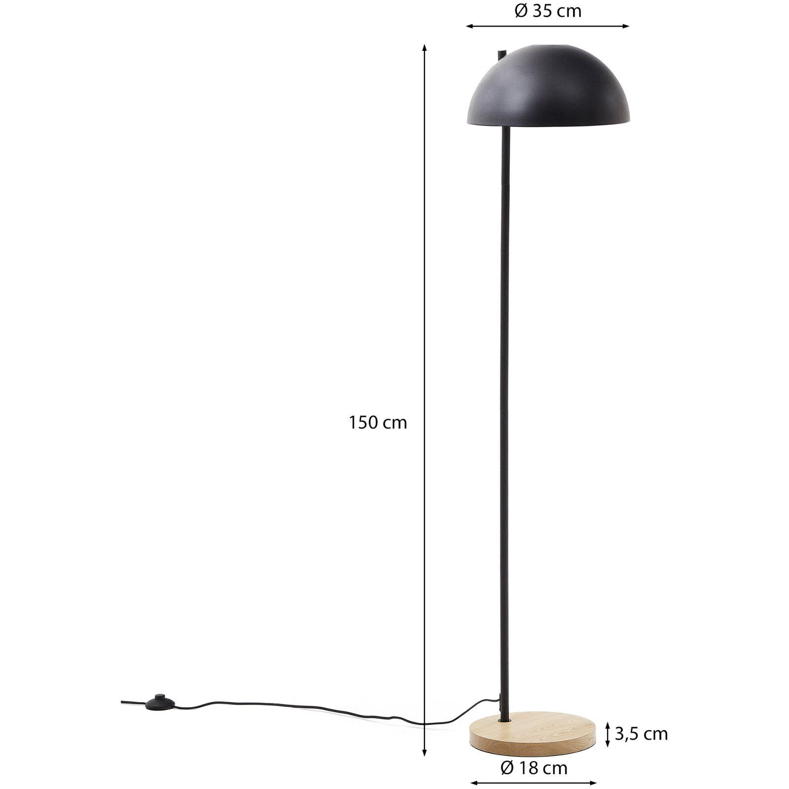 Catlar Stehlampe aus Eschenholz und Metall mit schwarzem Lackfinish