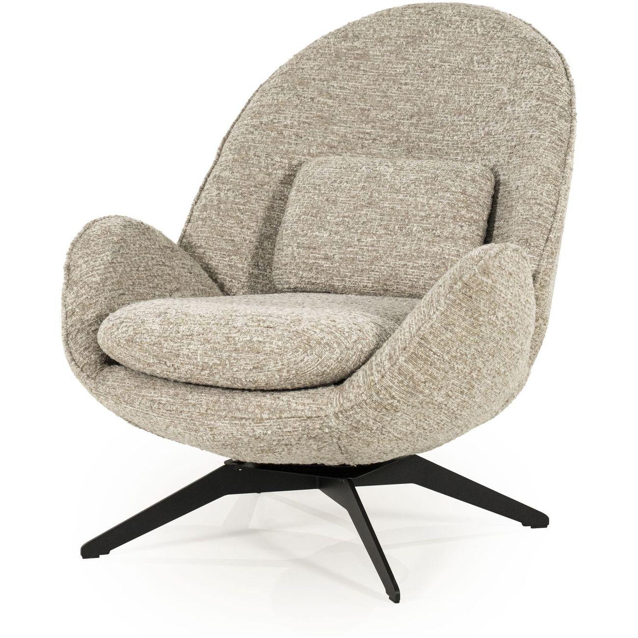 Relaxsessel drehbar mit Hocker Zora Stoff taupe