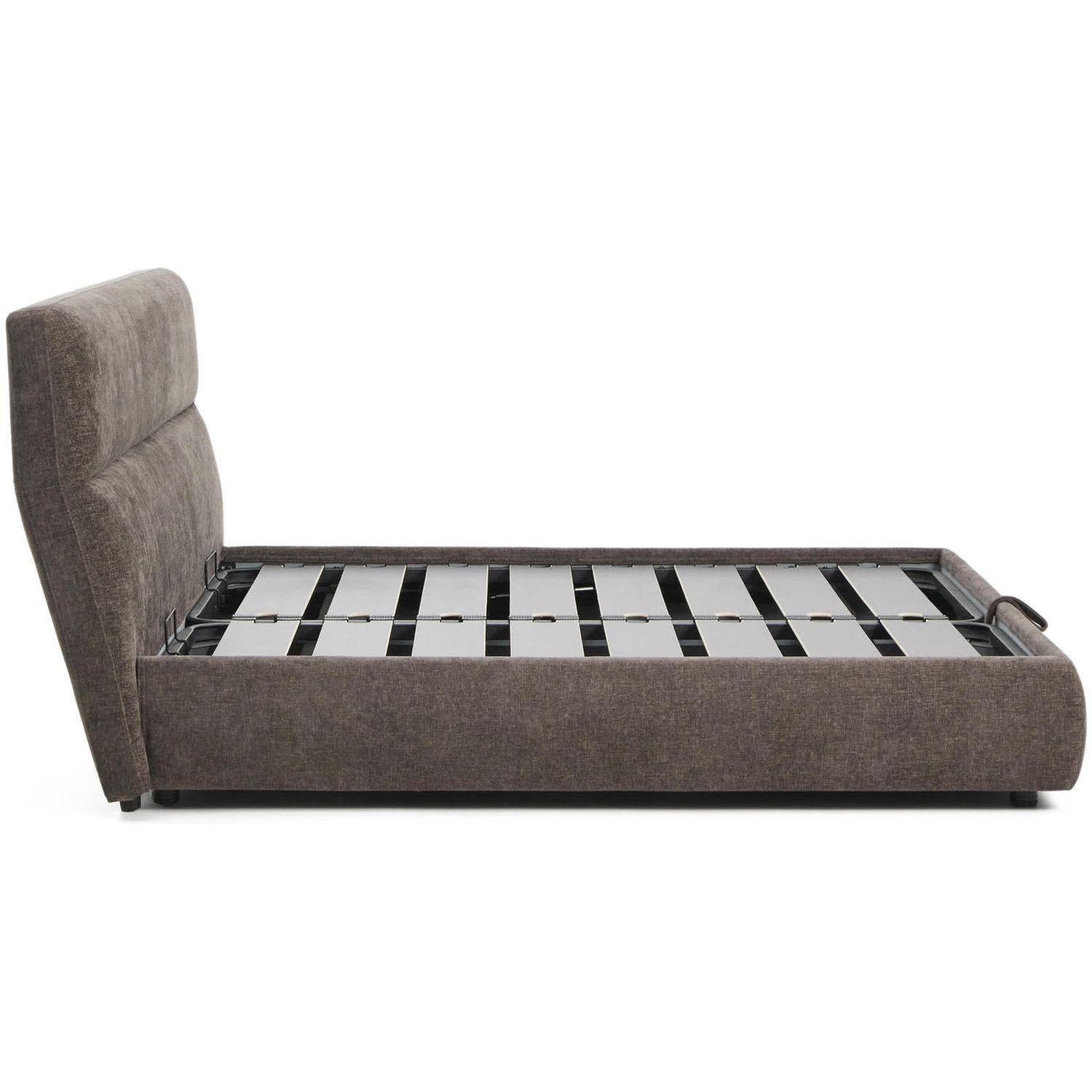 Abziehbares Bett Dafra aus dunkelbrauner Chenille mit Klappbettkasten - Grösse: 180x200