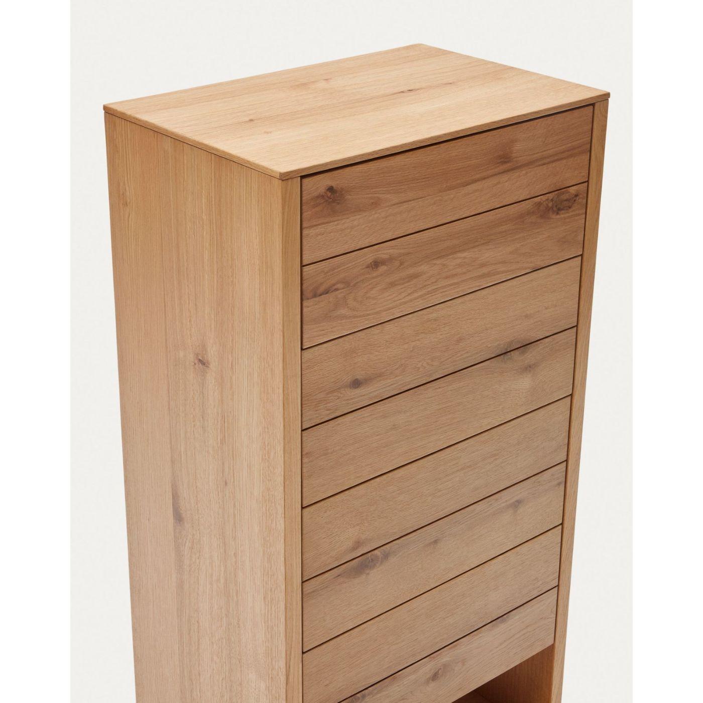 Alguema Kommode 4 Schubladen Eichenfurnier natürliches Finish 60 x 120 cm