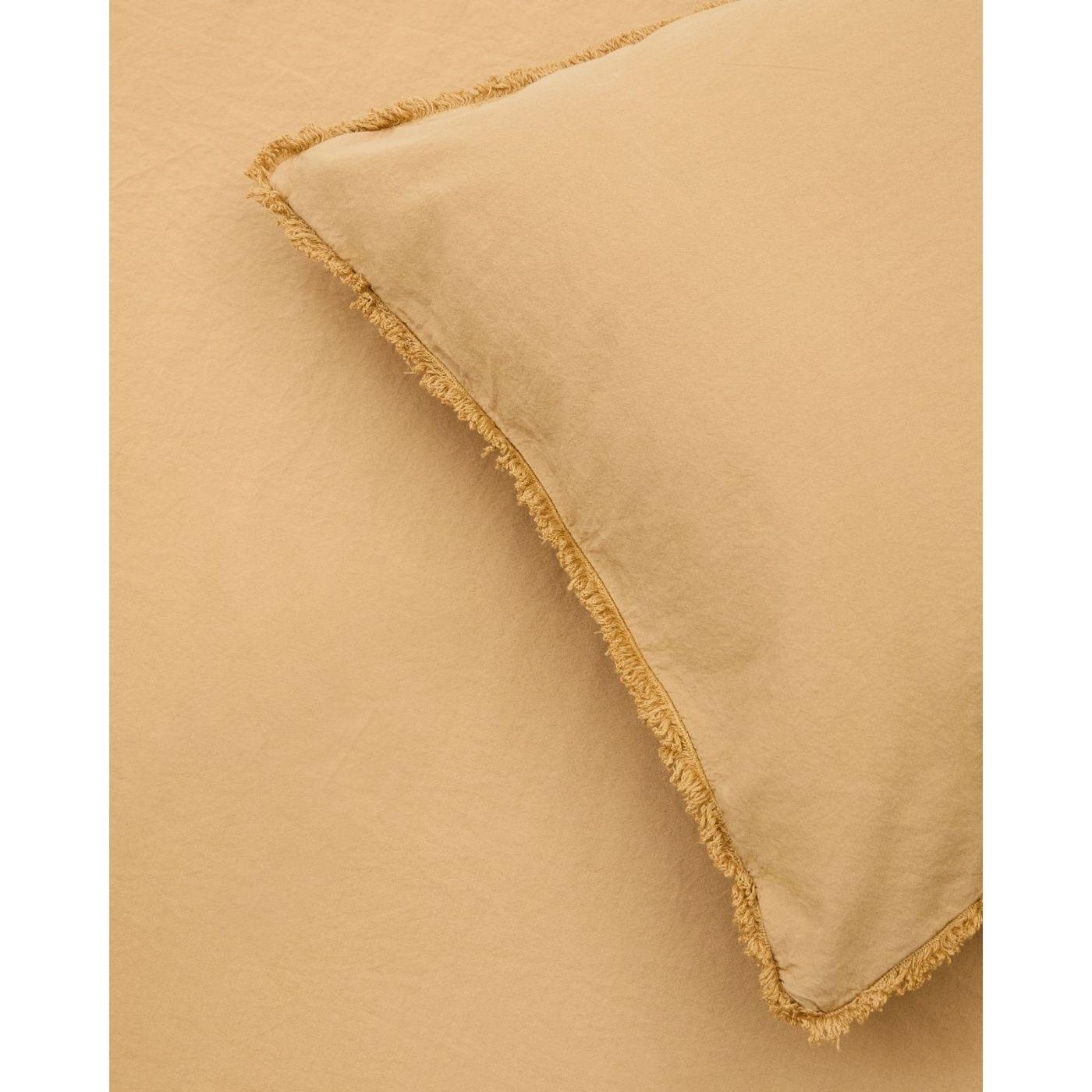 Set Sifinia Bettdecken- und Kopfkissenbezug aus 100% Baumwollperkal mit Fransen senffarben Bett 90 cm