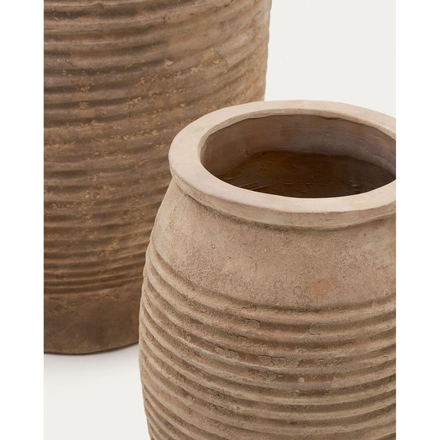 Blumentopf Llonga Terrakotta mit natur (2er-Set)