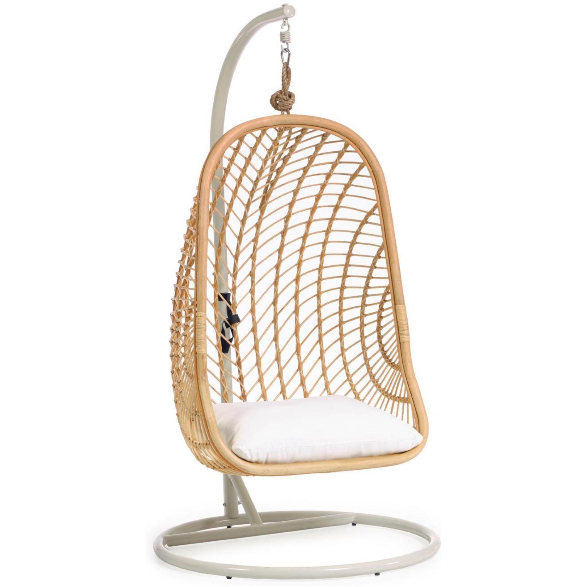 Hängesessel Natur Rattan Bali Fuss hellgrau
