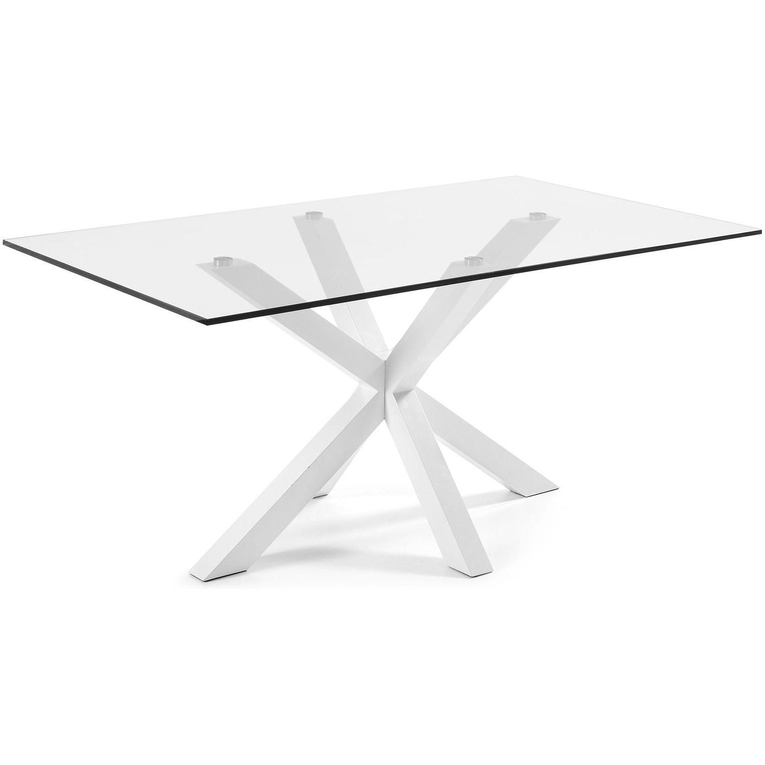 Argo Tisch aus Glas und Stahlbeine weiß 180 x 100 cm