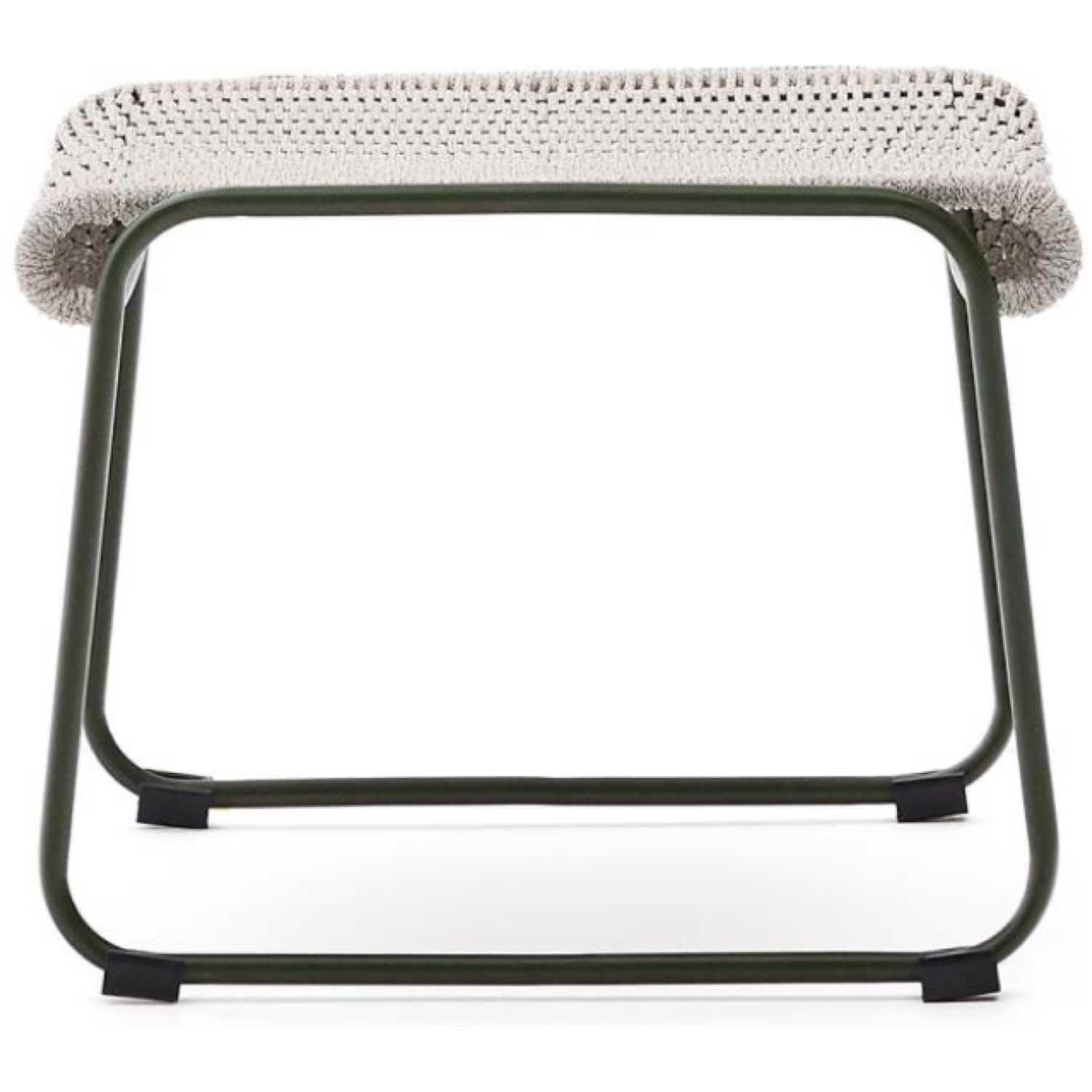 Fussablage Hocker Maurina verzinkter Stahl grün Seil ecru grau 58x52.5