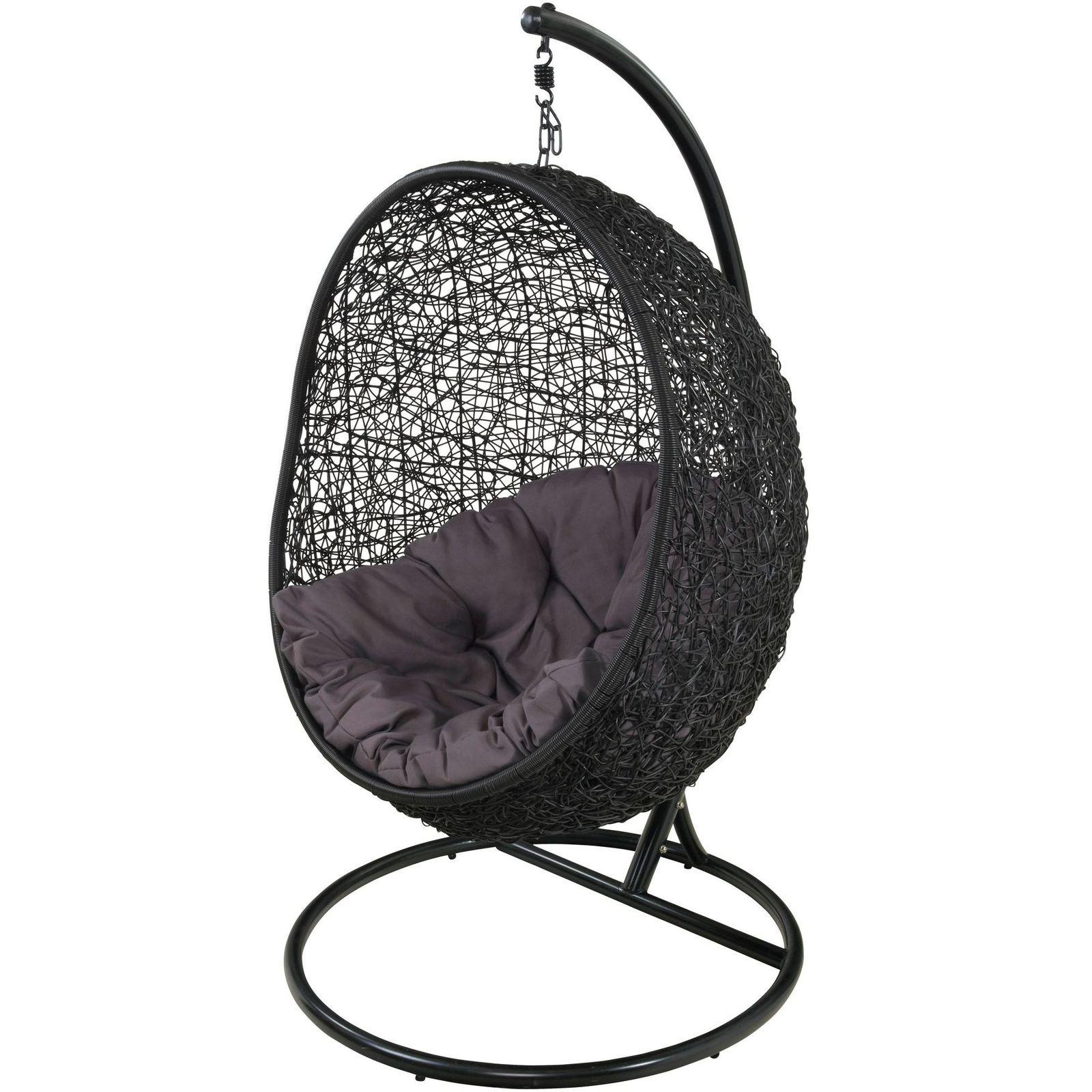 Hängeschaukel Wicker schwarz Metallgestell schwarz