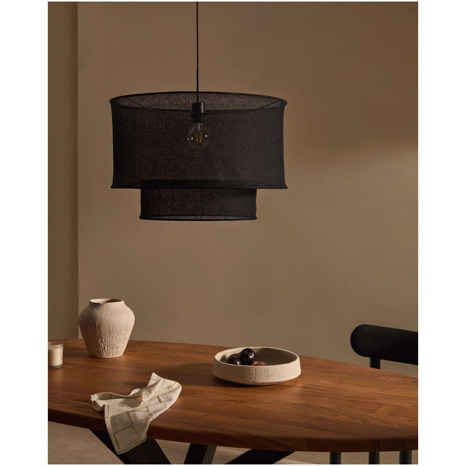 Lampenschirm für Deckenlampe Mariela Leine schwarz 60x60