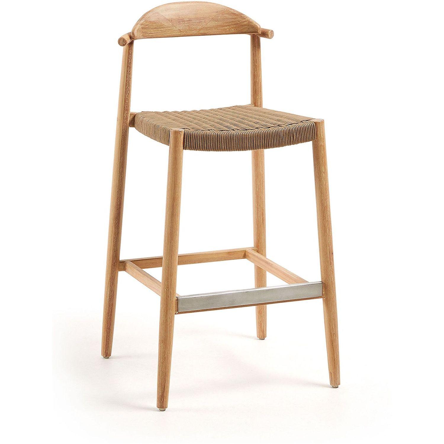 Barhocker aus Holz Nina Akazie Natur Seil beige Sitzhöhe 76cm