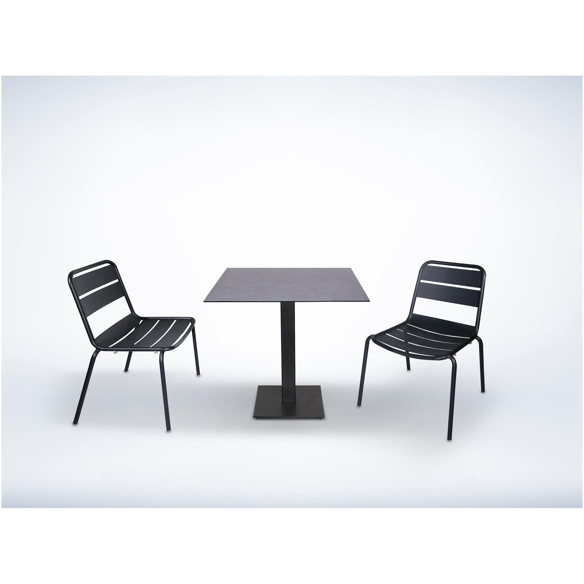 Gartentisch quadratisch Bistro 1 Metall schwarz matt Platte Keramikdekor 80x80