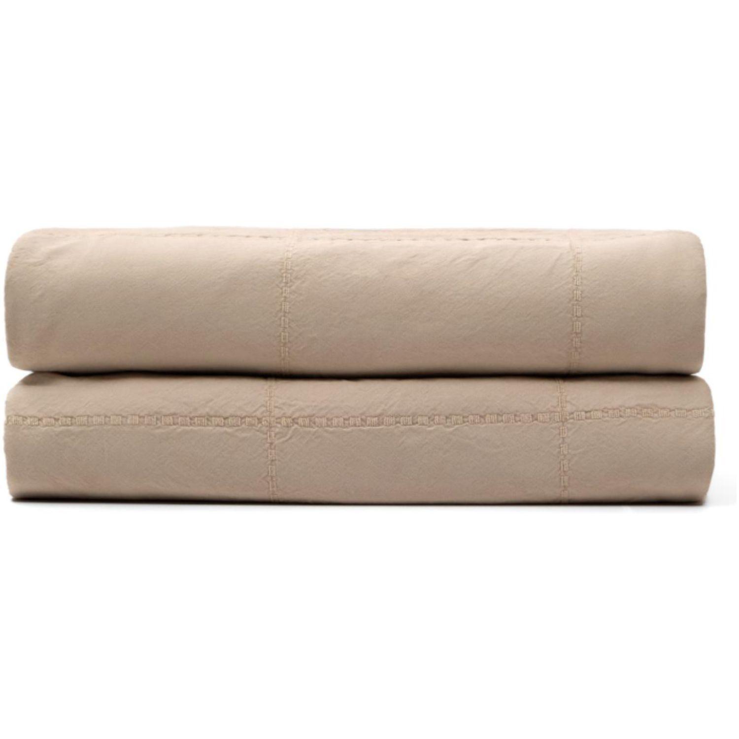 Tagesdecke Isor aus Chenille 100% Baumwolle ecru mit Karomuster für Bett von 90-135 cm