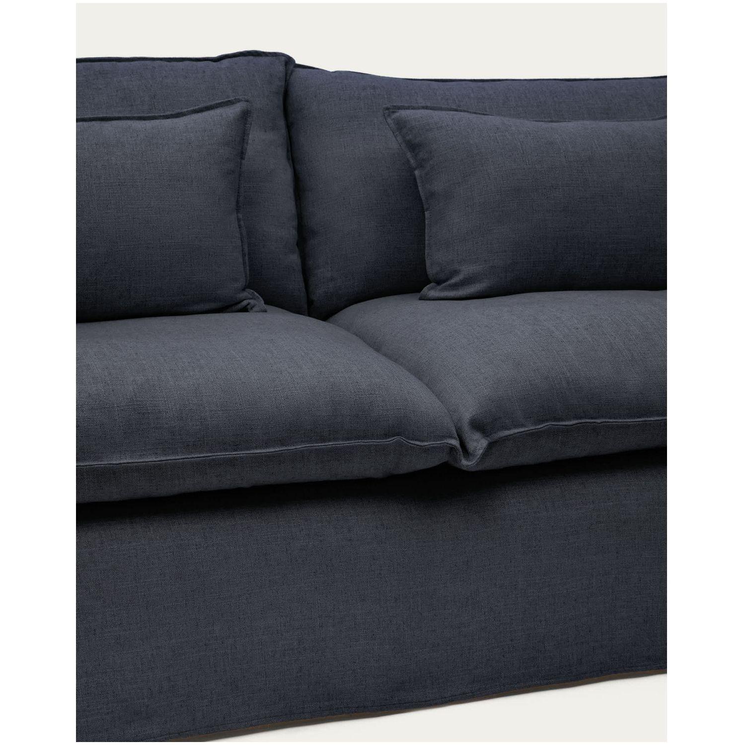 2-Sitzer-Sofa Anarela mit abnehmbarem Bezug aus Leinen und Viskose in Dunkelgrau 240 cm