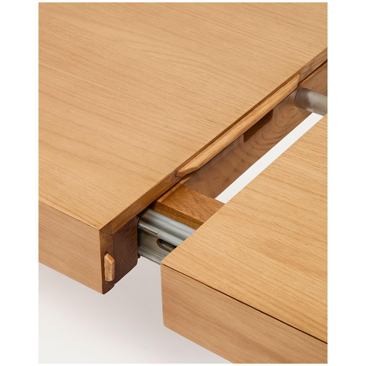Esstisch Ausziehtisch Erisia aus massivem Eichenholz mit Naturton-Finish FSC 100% - Auswahl: 180-230x90