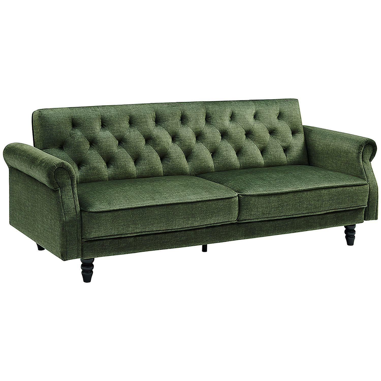 Bettsofa Chesterfield Landhaus Velvet Stoff grün 220
