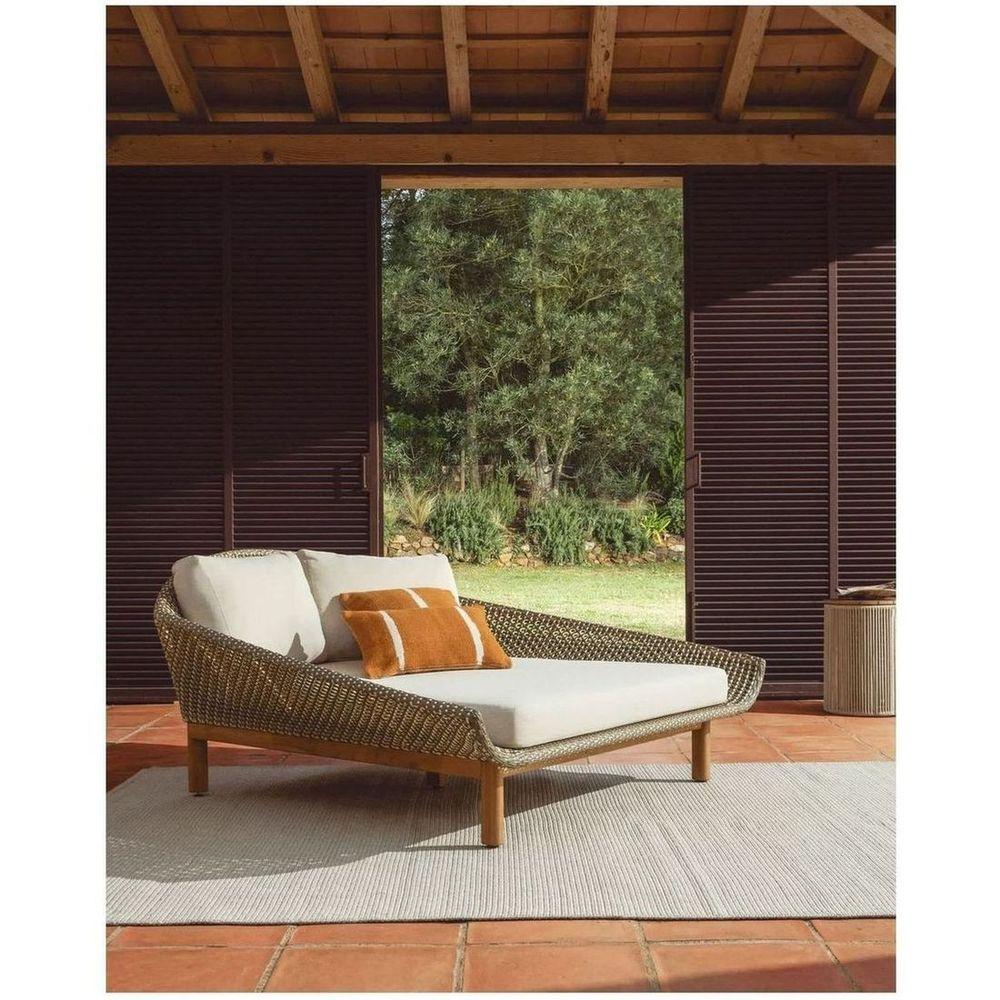 Liegeinsel 2er-Sonnenliege Olbia synthetisches Rattan Teakholz massiv FSC 100%