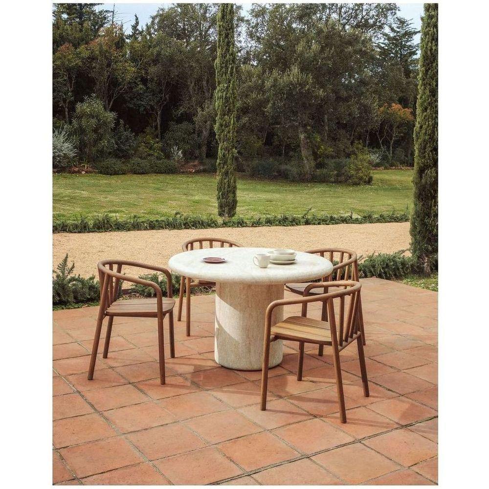 Esstisch rund Drasi Zement in Travertinoptik 122x122