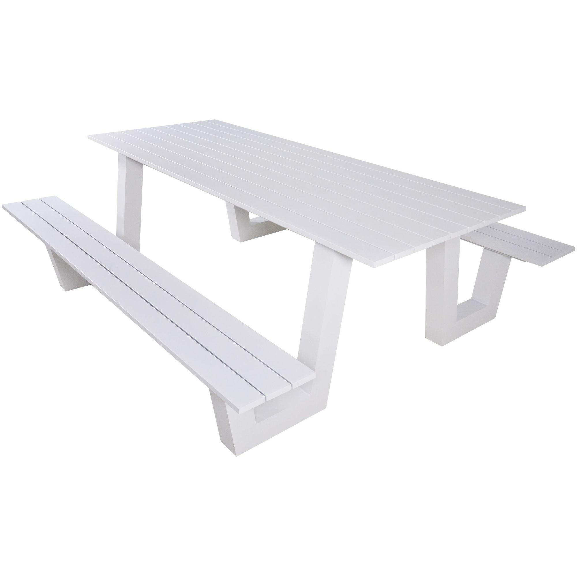 Garten Picknick Tischset Aluminium weiss