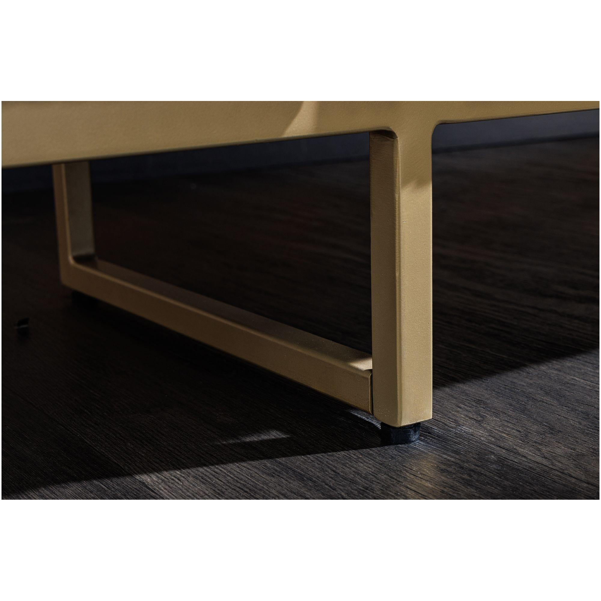 TV Board Lowboard abgerundet Cazeno Gold Marmor Mangoholz braun 160