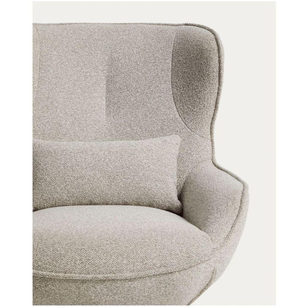 Drehsessel Sorile mit beiger Chenille und schwarz lackiertem Stahl FSC 100%