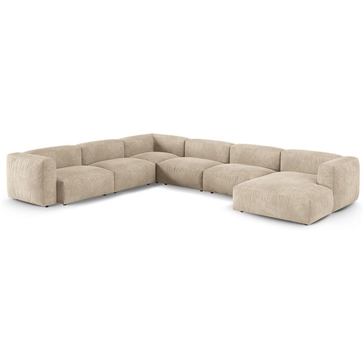 Wohnlandschaft U Sofa Ecksofa Martina 420x330x75 Sitztiefe 90cm - Ausrichtung: links - Bezug: Velvet (Vogue), Light Beige