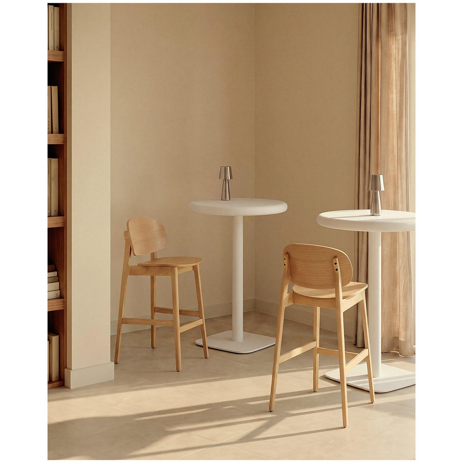 Bartisch Outdoor-Tisch Dina Zementplatte weiss 70x70 und weissem Stahlfuss 48 x 48 x 96 cm