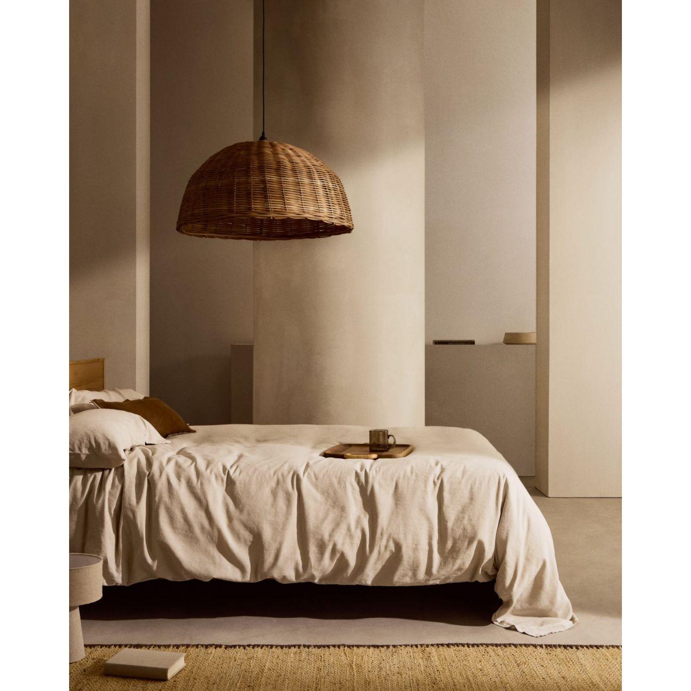 Set Simmel Bezüge für Bettdecke 240x260 Kopfkissen 45x110 Baumwolle Leinen Farbe grau Bett von