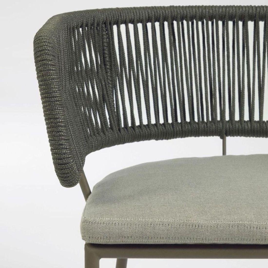 AUSSTELLUNGSSTÜCK Gartenstuhl mit Armlehne Aluminium Seil grün