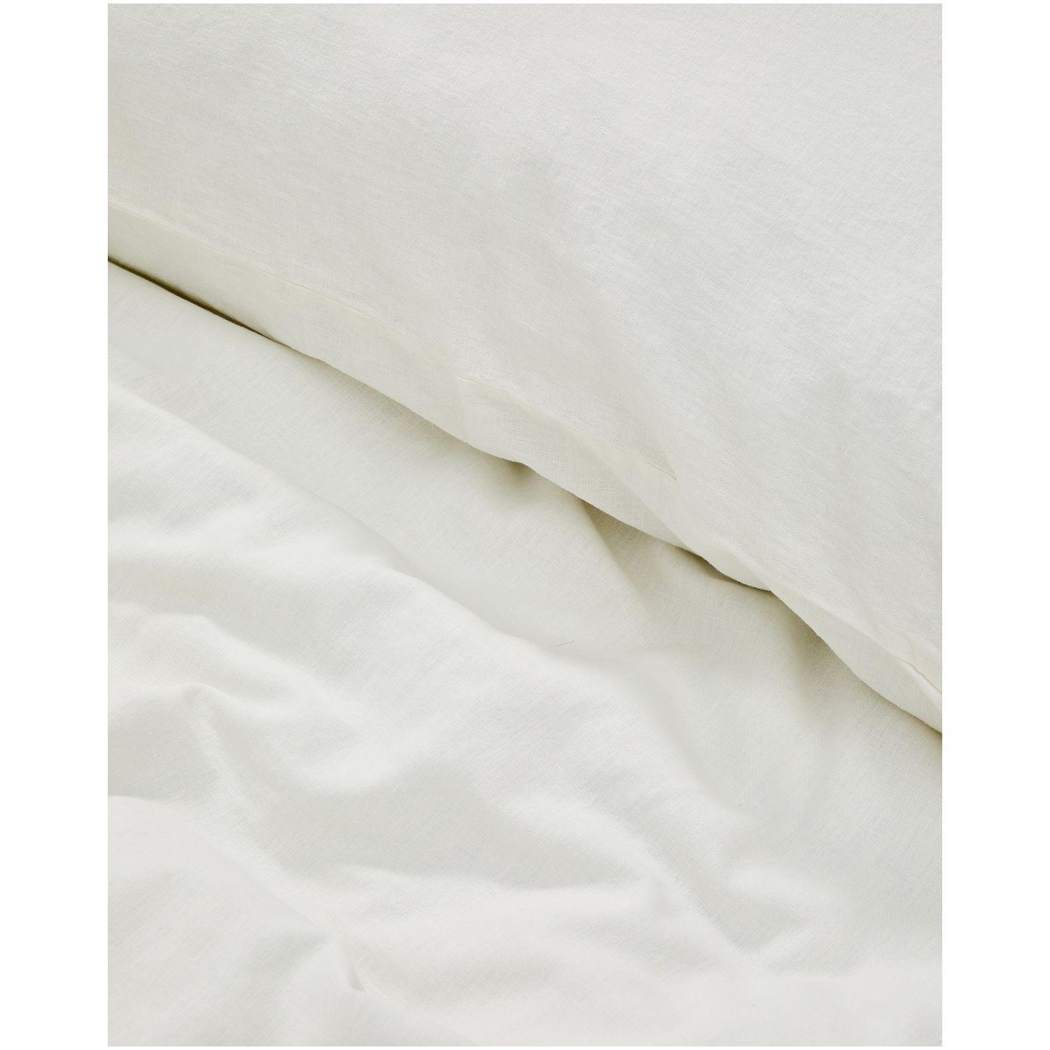 Set Simmel aus Bett- und Kopfkissenbezug aus Baumwolle und Leinen in Ecru für 180-cm-Betten