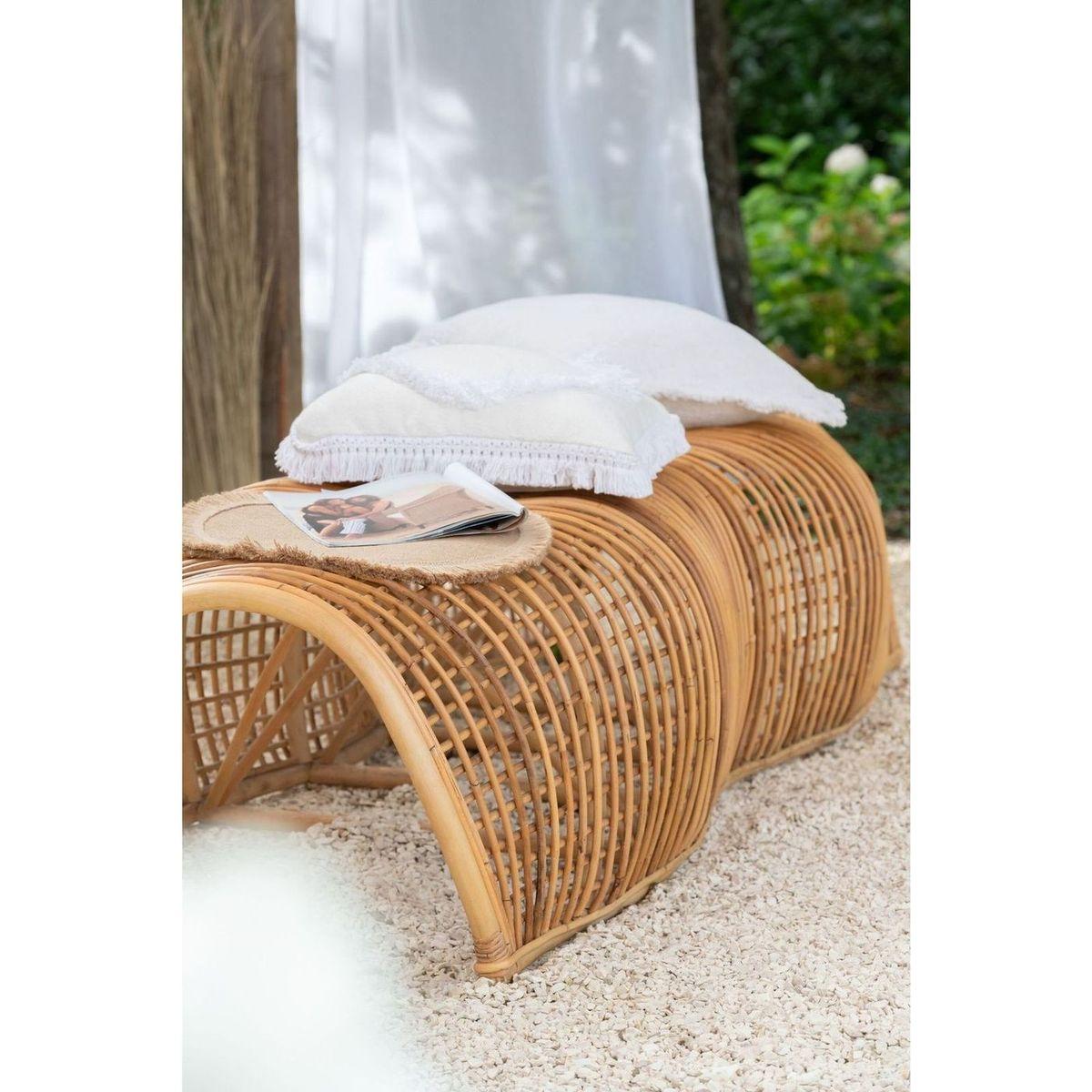 Holzbank Rattan natur 191