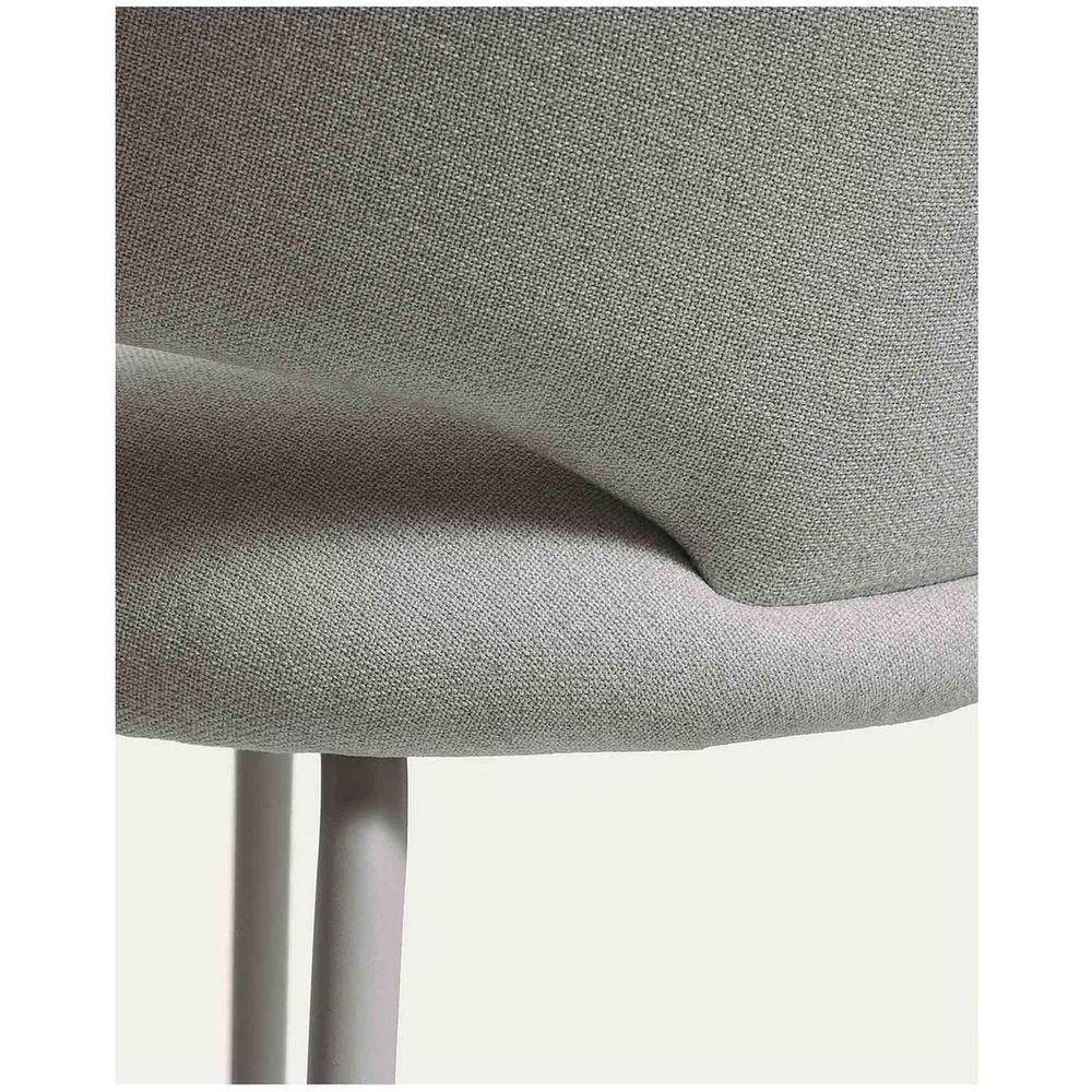 Barhocker Bonali mit grauer Chenille und Beinen aus grauem Metall FSC Mix Credit 65 cm