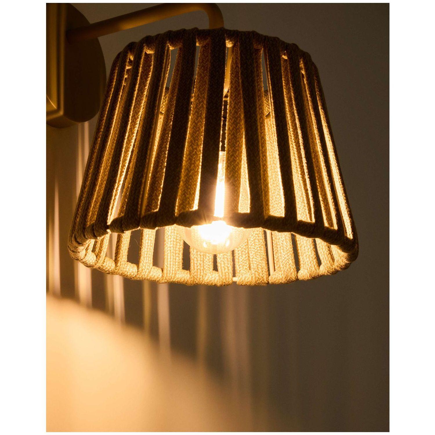 Outdoor-Wandleuchte Aldet aus flachem Seil und beigem Metall