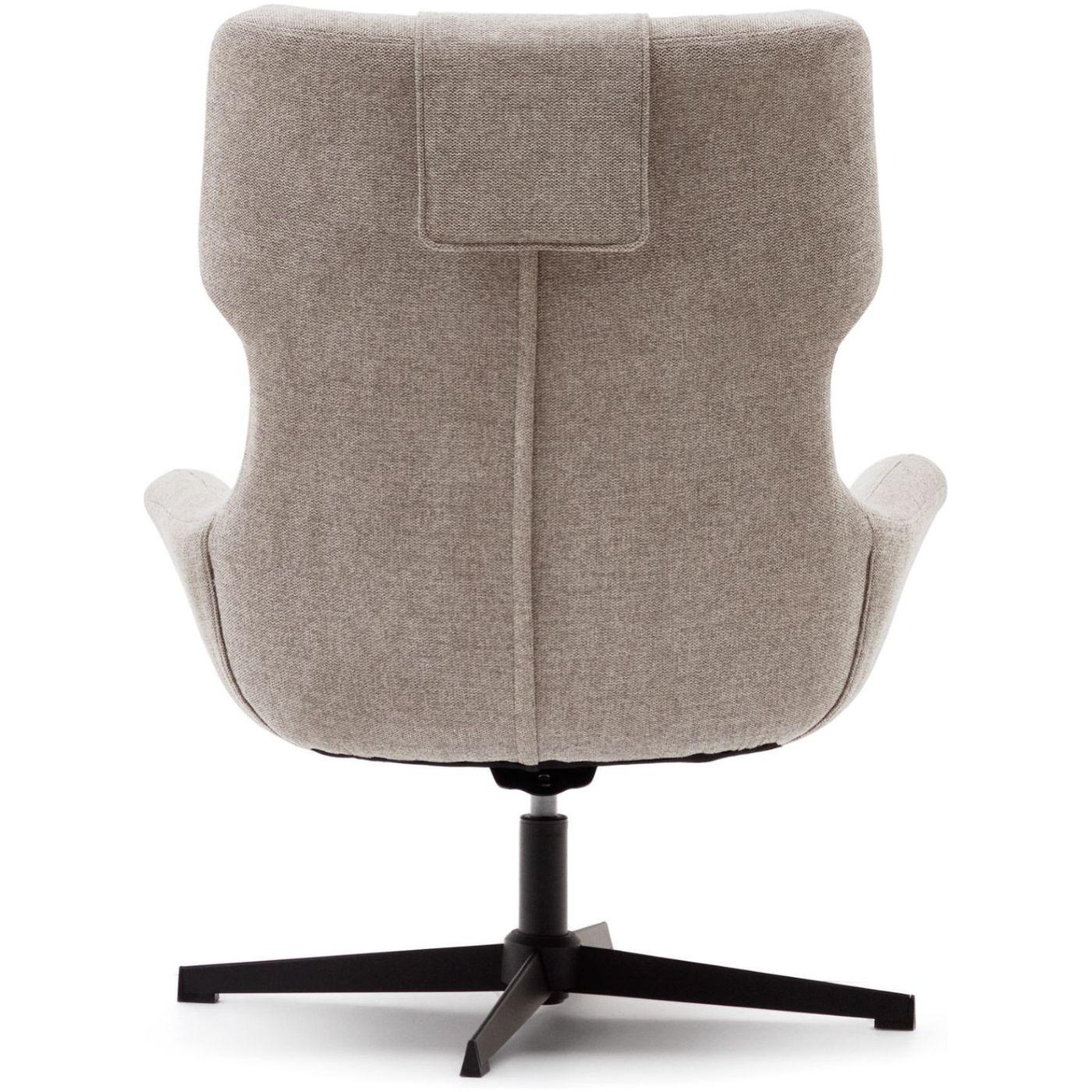 Relaxsessel drehbar Zalina Chenille Stoff beige Stahl schwarz