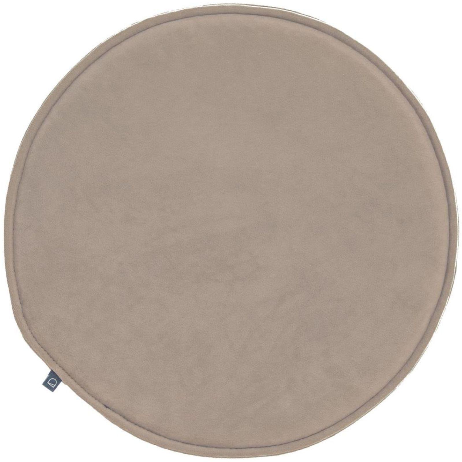 Stuhlkissen Sitzkissen rund Rimca Samt Stoff taupe 35x35