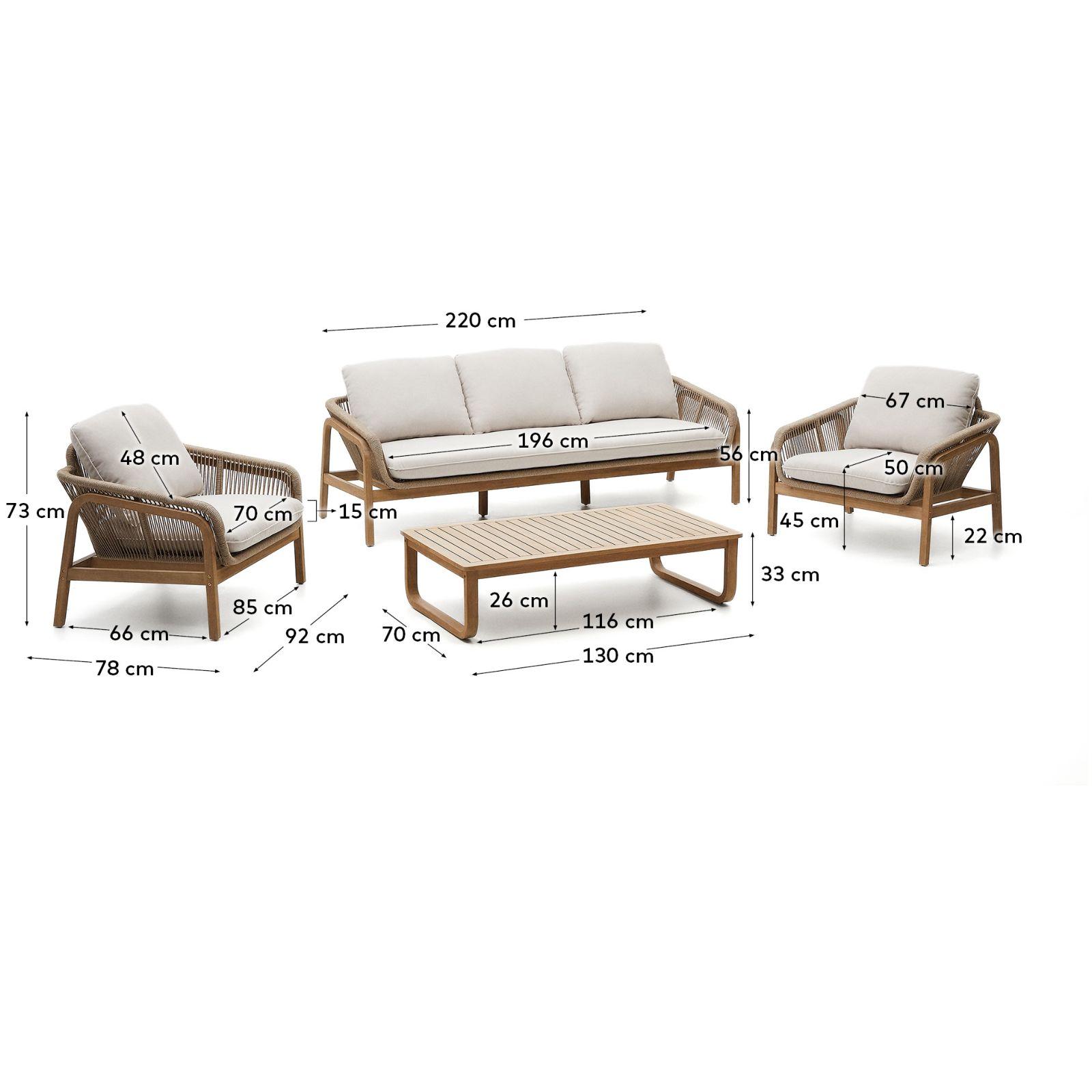 Garten Sitzgruppe Ecklounge Vellana Akazienholz Seil 100% FSC