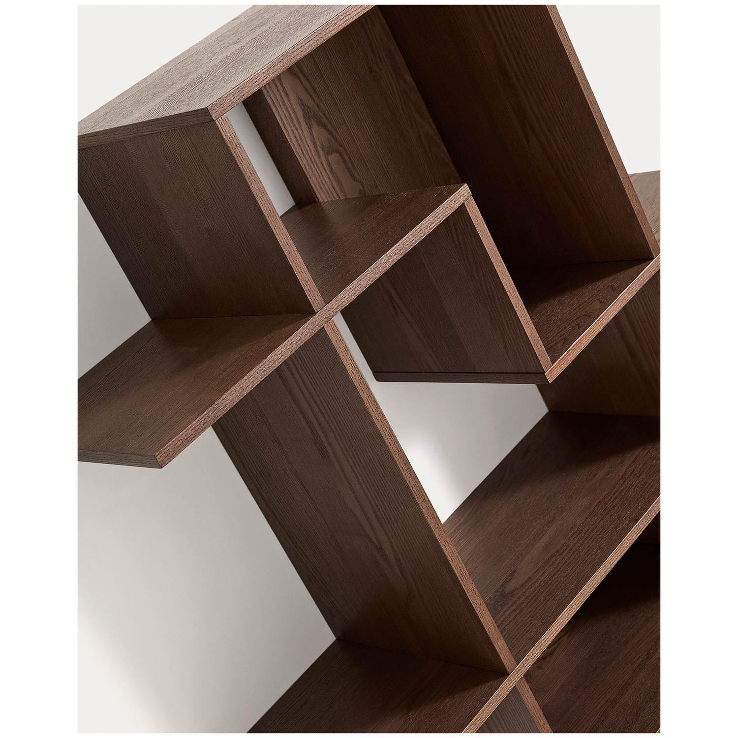 Modularregal Ina aus Eschenfurnier mit Finish in Nussbaumton 80x80 FSC 100%