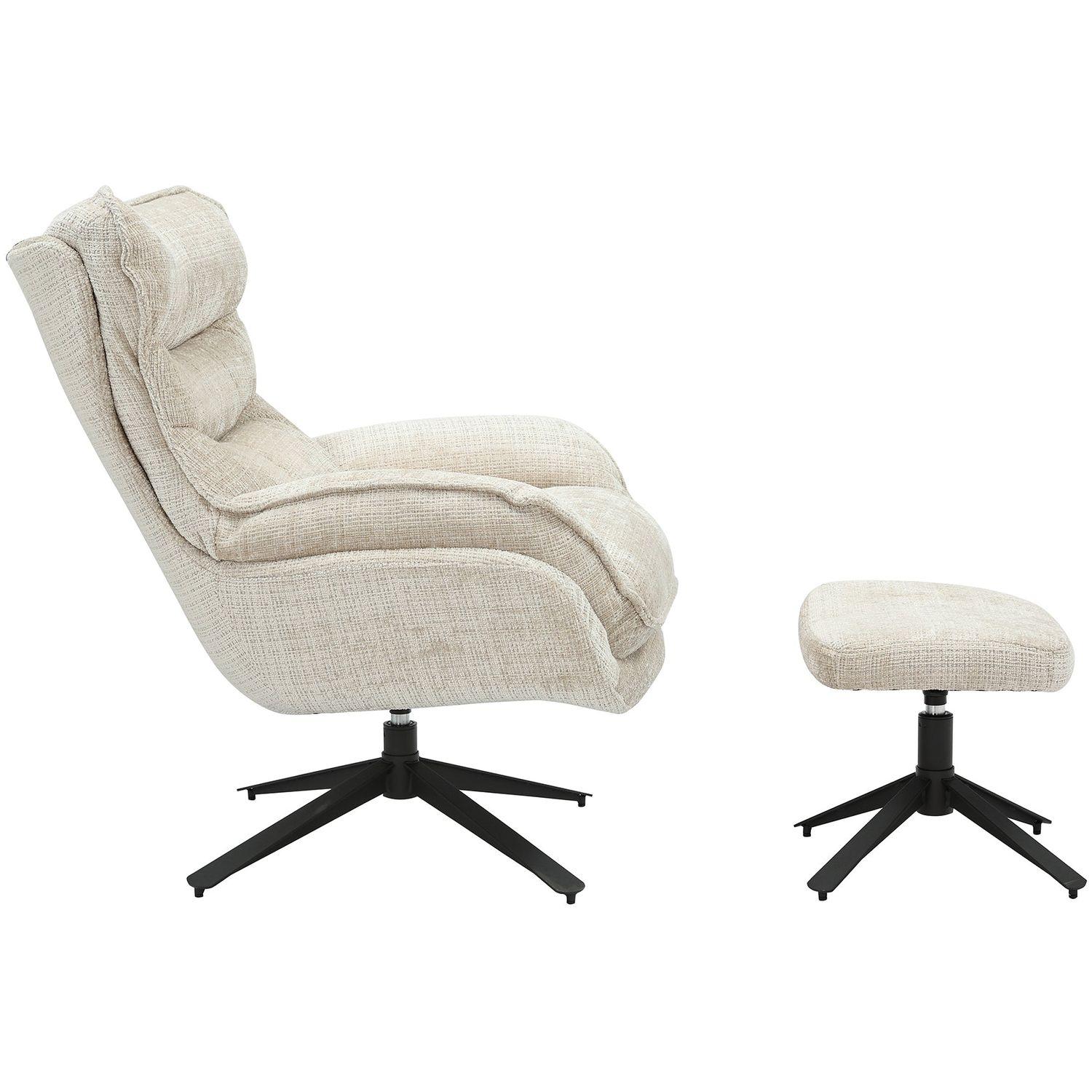 Relaxsessel drehbar Heaven Stoff beige Metall schwarz