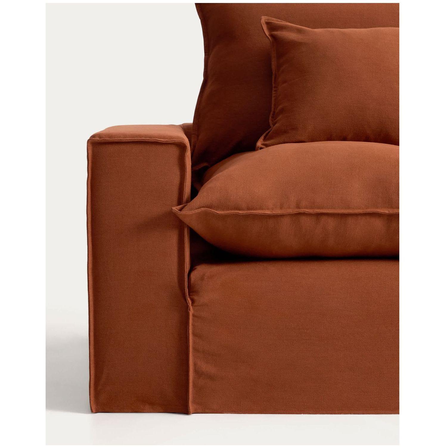 2-Sitzer-Sofa Anarela mit abnehmbarem Bezug aus Leinen in Terrakotta 240 cm FSC Mix Cred