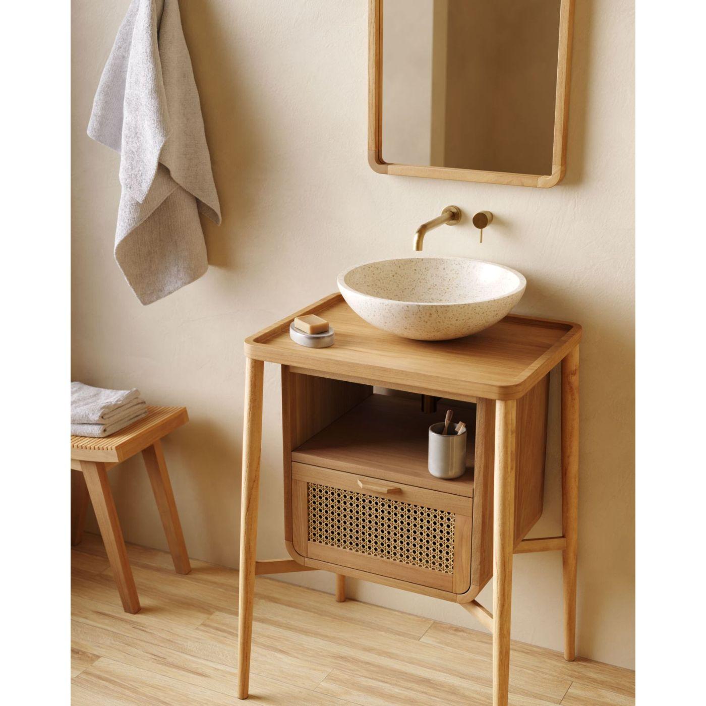Aufsatzwaschbecken Delina Terrazo weiss 40x40